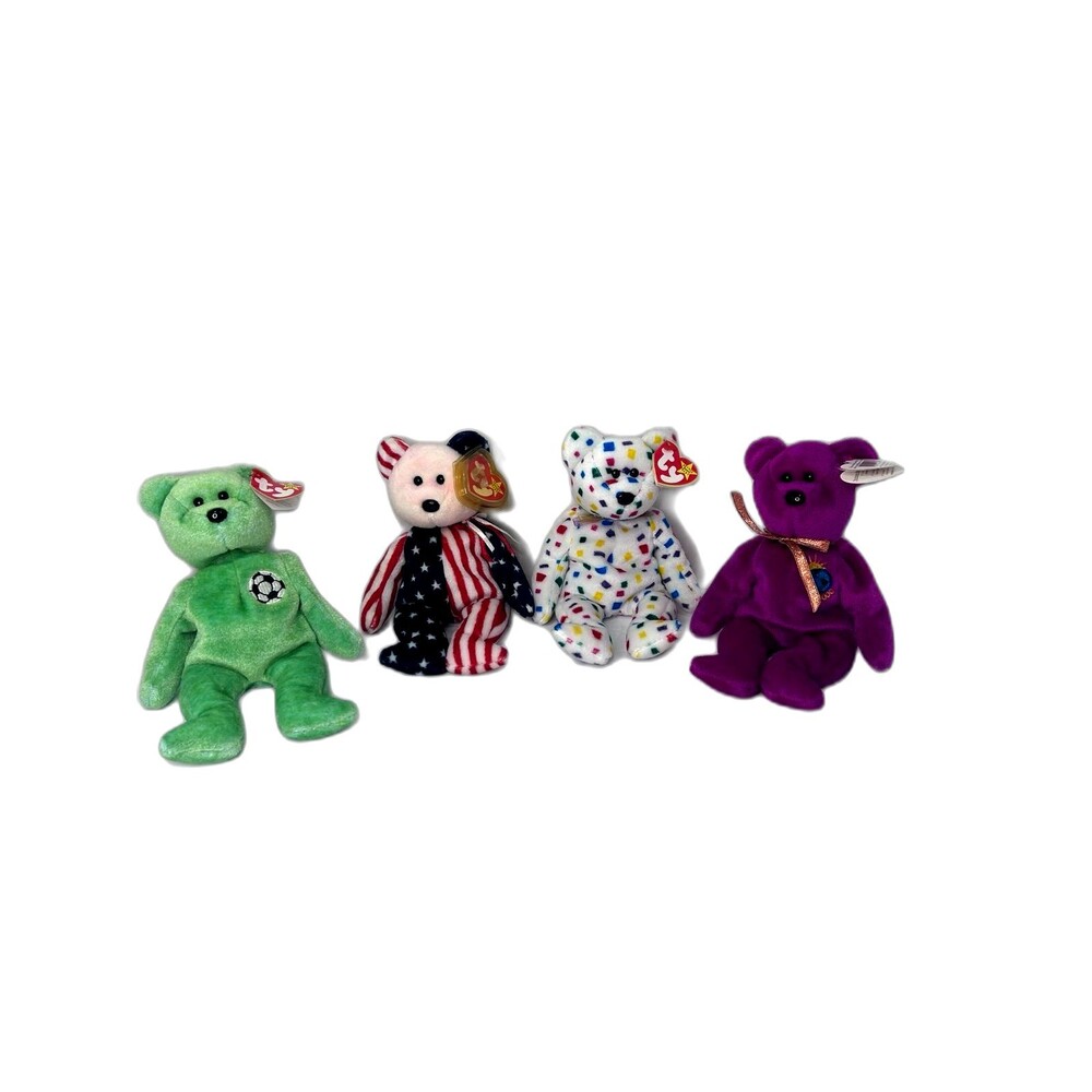Vintage Ty Beanie Babies Spangle, Ty 2K, Kicks and Millenium Birth 1998,99& 2000